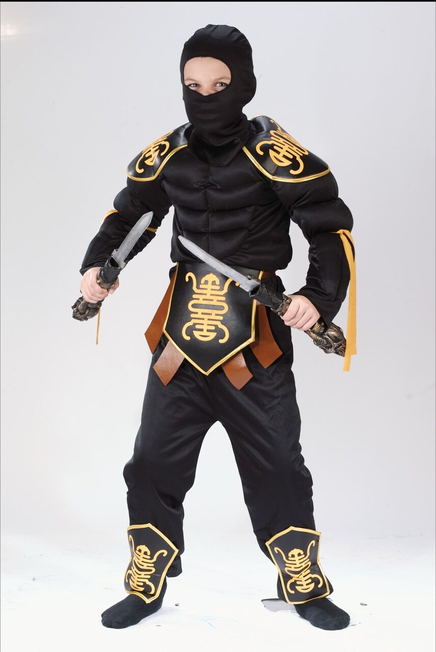 The Costume Center Black and Yellow Ninja Warrior Muscle Boy Child Halloween Costume - Large